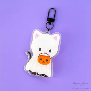 Ghost Cat Glitter Acrylic Charm