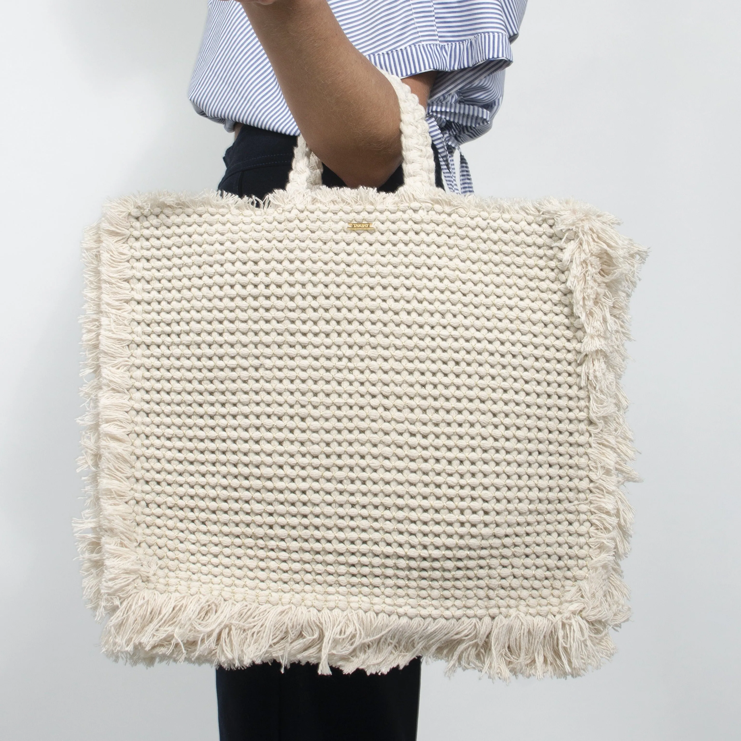 Gossypium Tote Bag - Beige & Gold