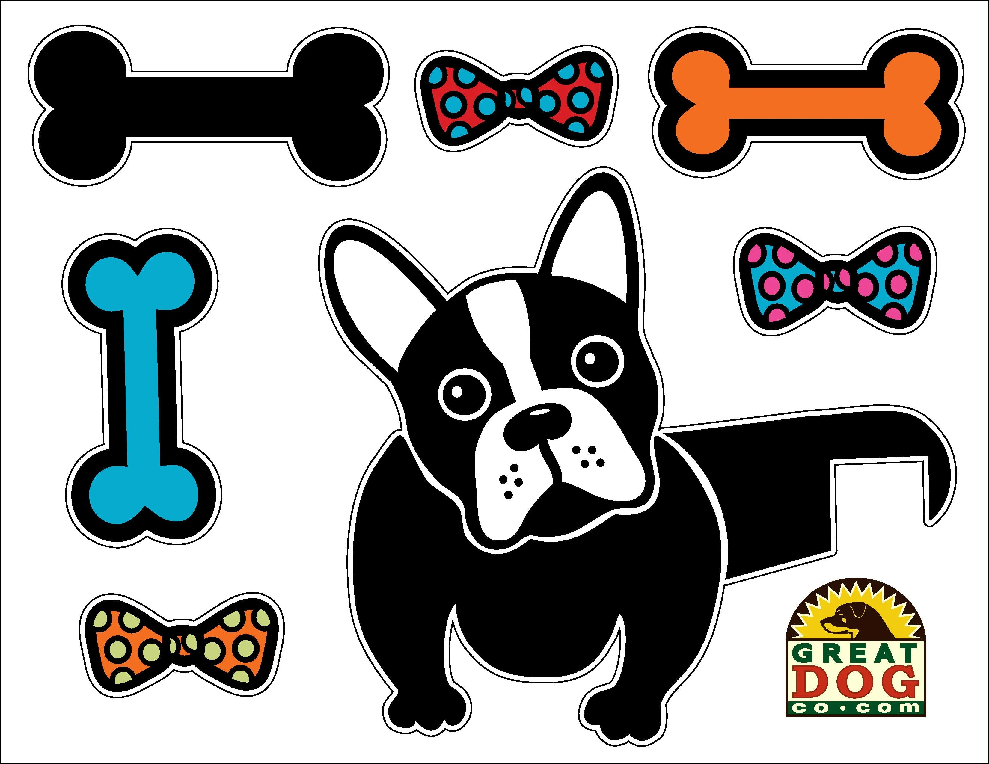 GREAT DOG Vinyl Wall Decal and Dog Tail Hook Set - Frenchie