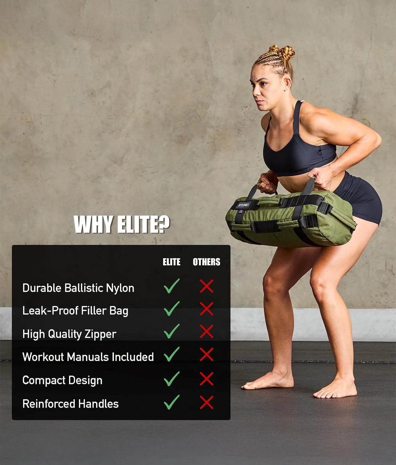 Green Core Duffel Workout Sandbag 25-50 lbs