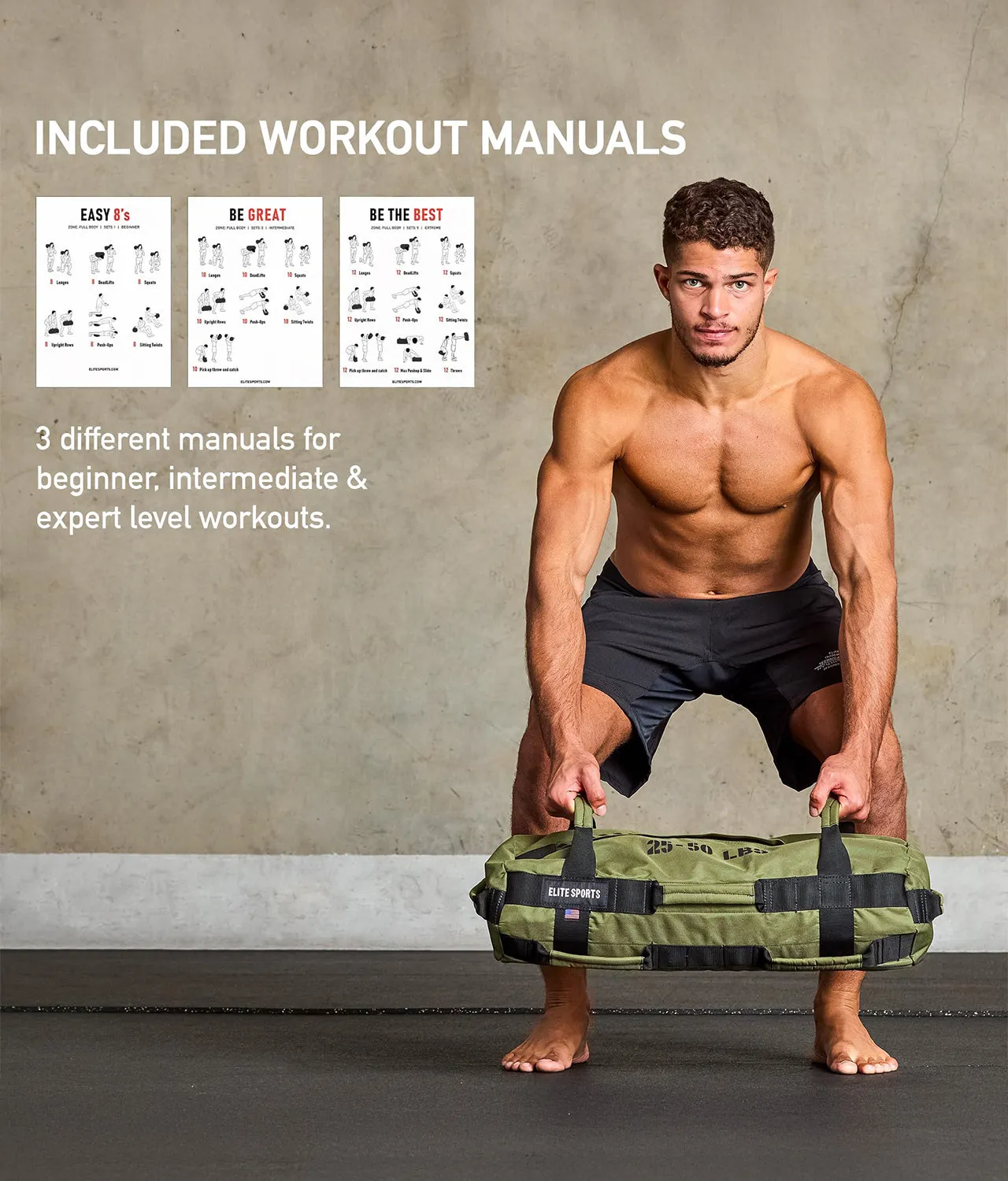 Green Core Duffel Workout Sandbag 50-75 lbs