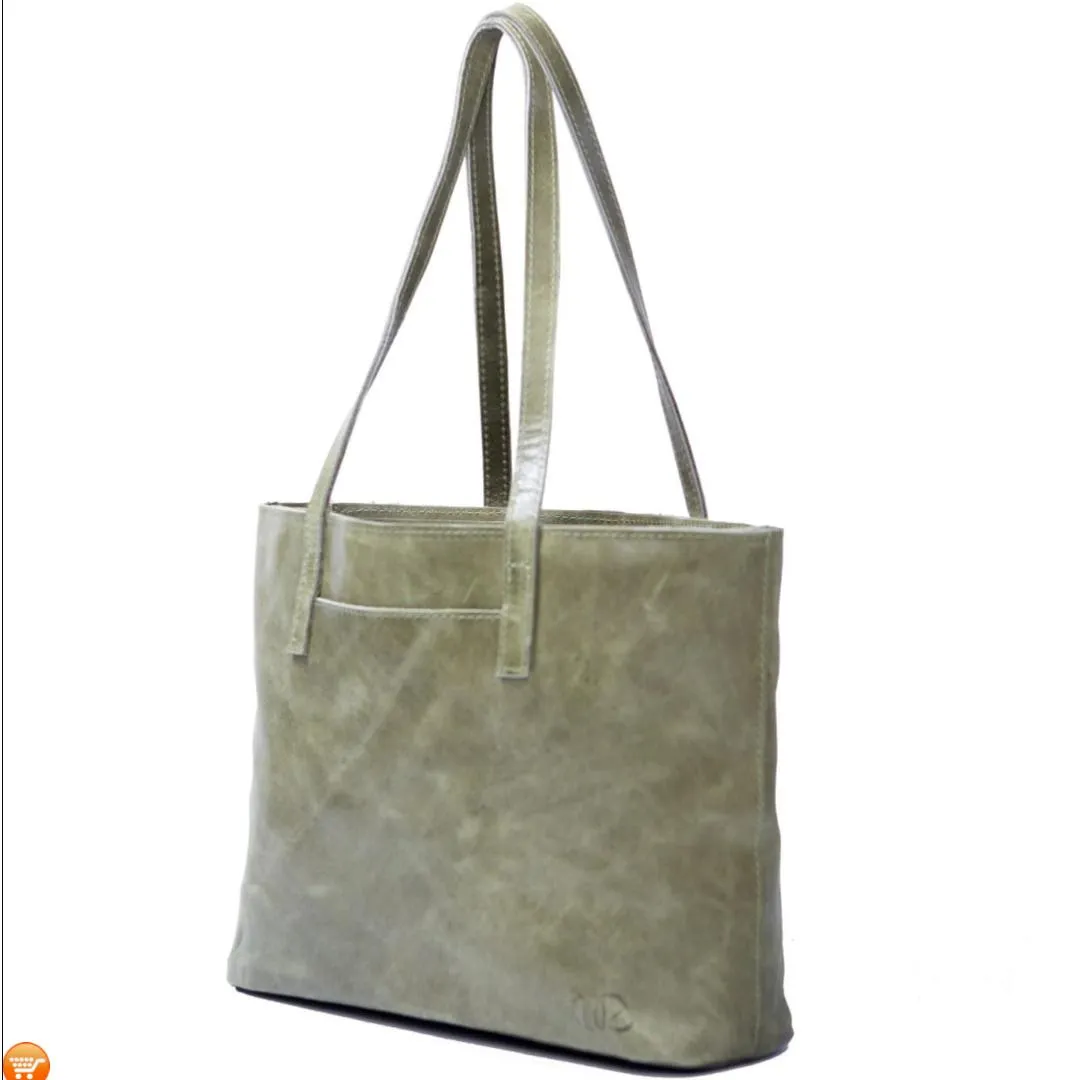 Green Handcrafted Leather Tote