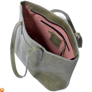 Green Handcrafted Leather Tote