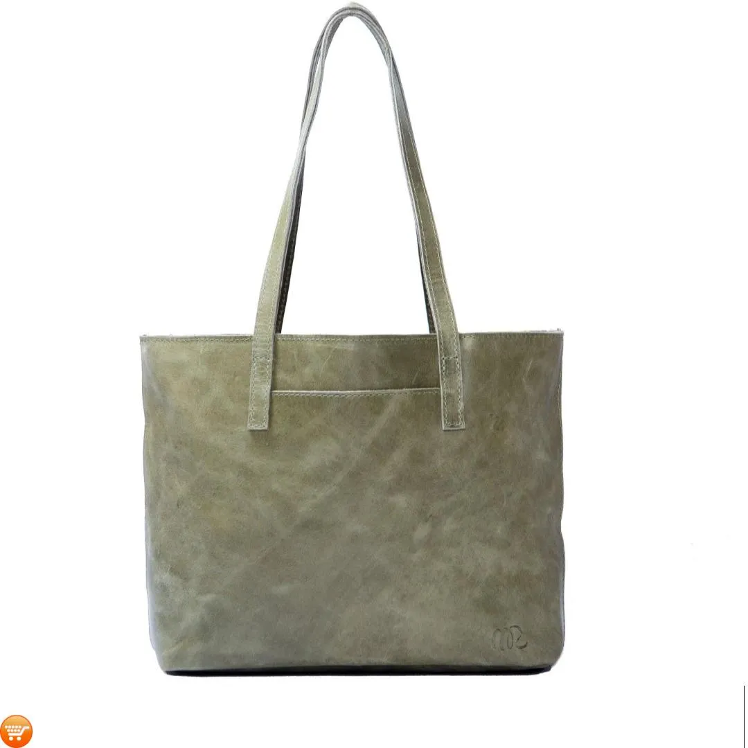 Green Handcrafted Leather Tote