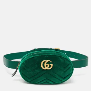 Green Matelass&eacute; Velvet Mini GG Marmont Belt Bag