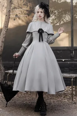 Grey [Thirteenth Evening] Long Sleeves Slim Gothic Elegant Lolita Dress