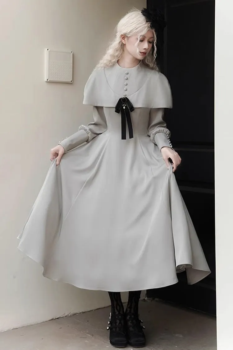 Grey [Thirteenth Evening] Long Sleeves Slim Gothic Elegant Lolita Dress