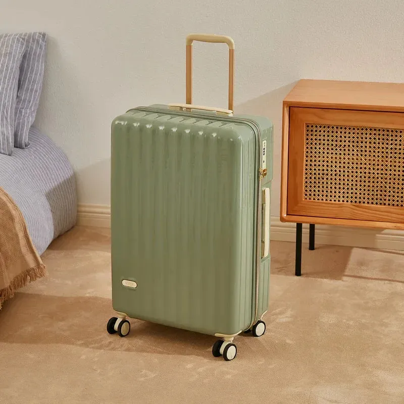 Grooved Fashion Suitcase Trunk w/Wheels (Multiple Colors)