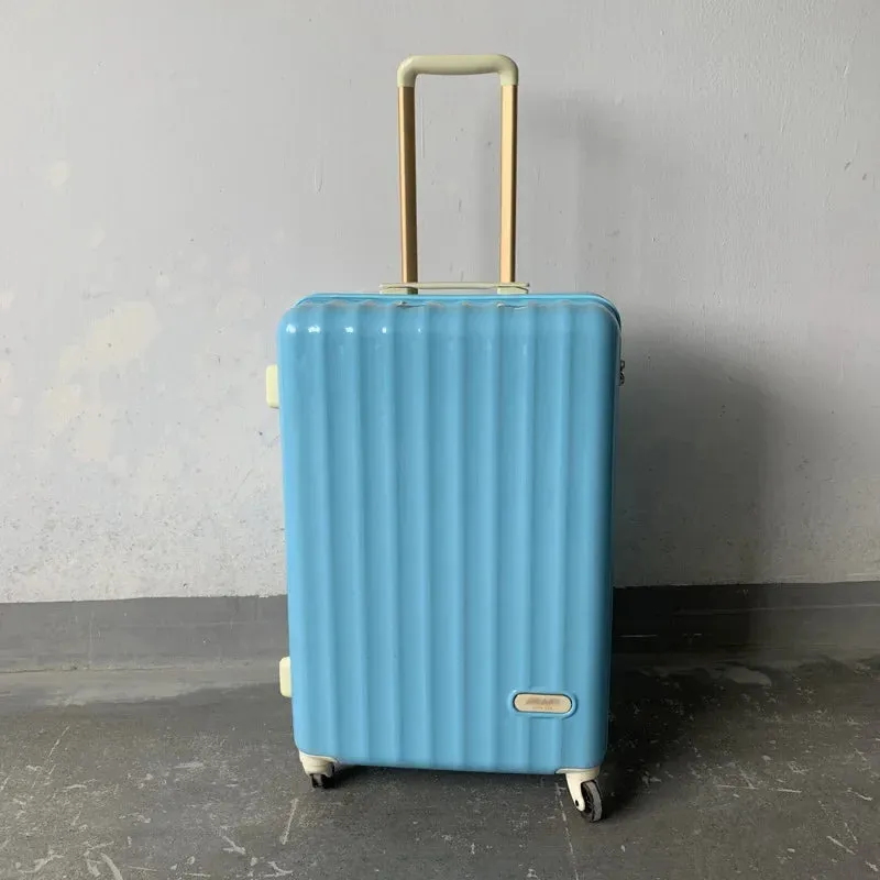 Grooved Fashion Suitcase Trunk w/Wheels (Multiple Colors)