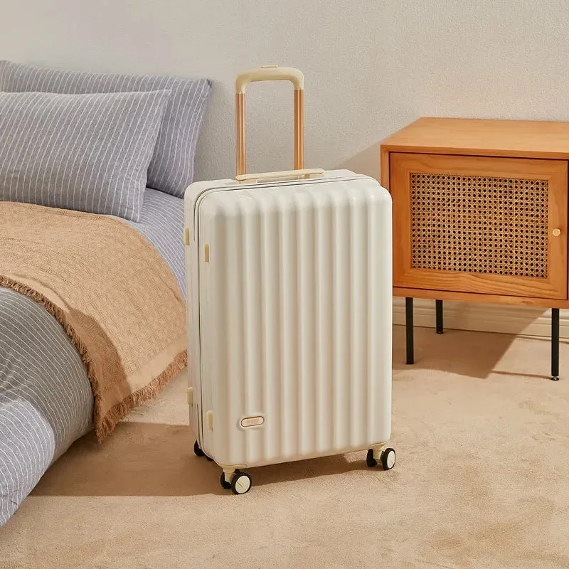 Grooved Fashion Suitcase Trunk w/Wheels (Multiple Colors)