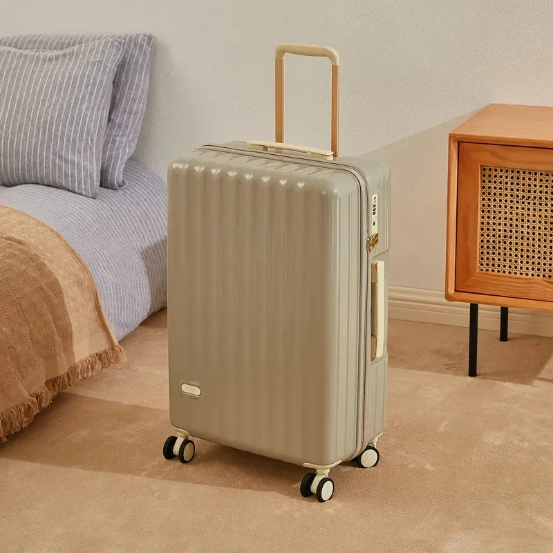 Grooved Fashion Suitcase Trunk w/Wheels (Multiple Colors)