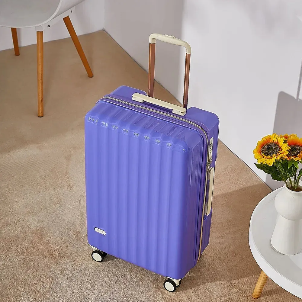 Grooved Fashion Suitcase Trunk w/Wheels (Multiple Colors)