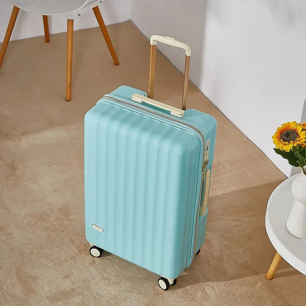 Grooved Fashion Suitcase Trunk w/Wheels (Multiple Colors)