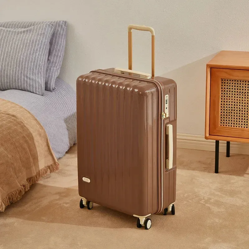 Grooved Fashion Suitcase Trunk w/Wheels (Multiple Colors)