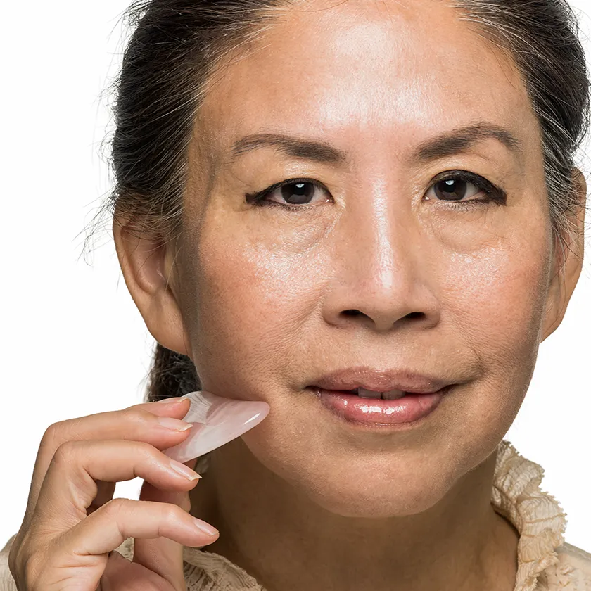 Gua Sha Facial Ritual Smoothing Stone   Face Ritual Petite Roller - Rose Quartz