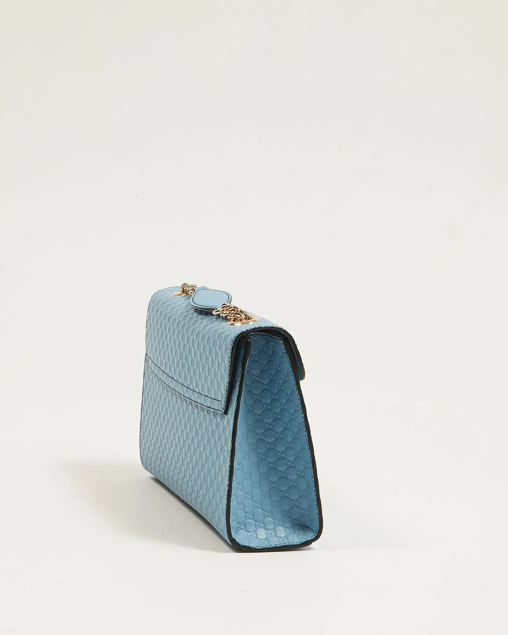 Gucci Baby Blue Leather Microguccissima Emily Medium Shoulder Bag