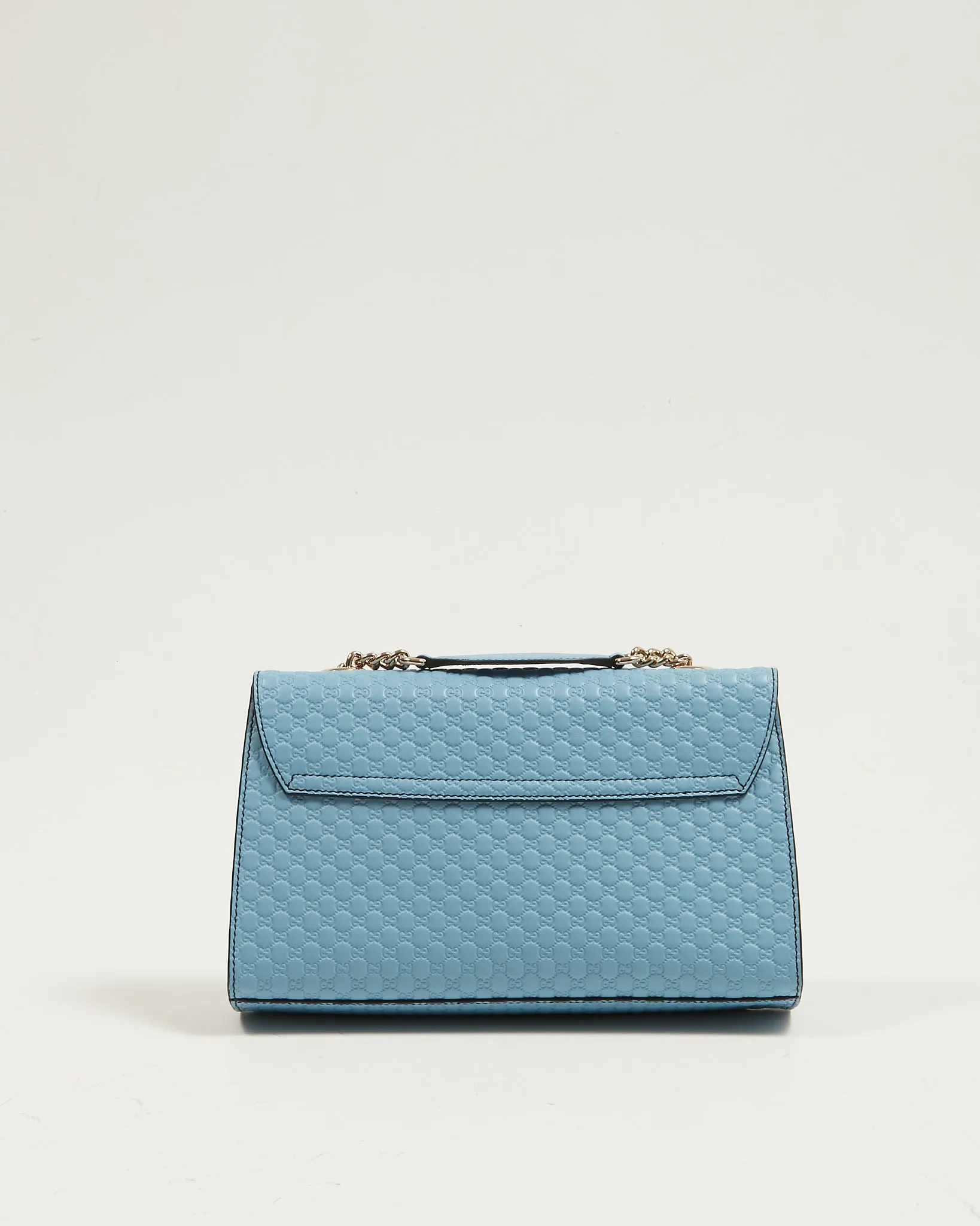 Gucci Baby Blue Leather Microguccissima Emily Medium Shoulder Bag