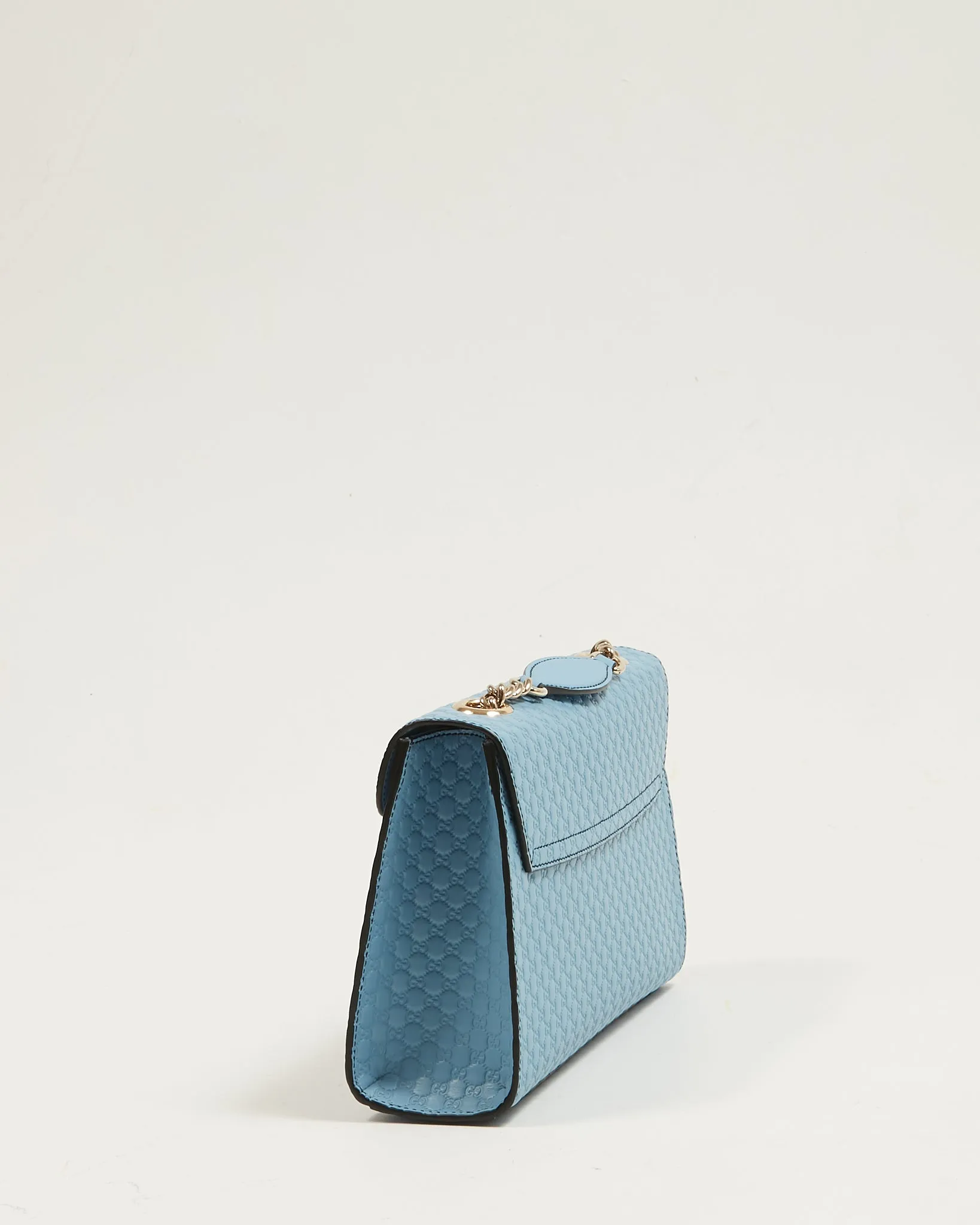 Gucci Baby Blue Leather Microguccissima Emily Medium Shoulder Bag
