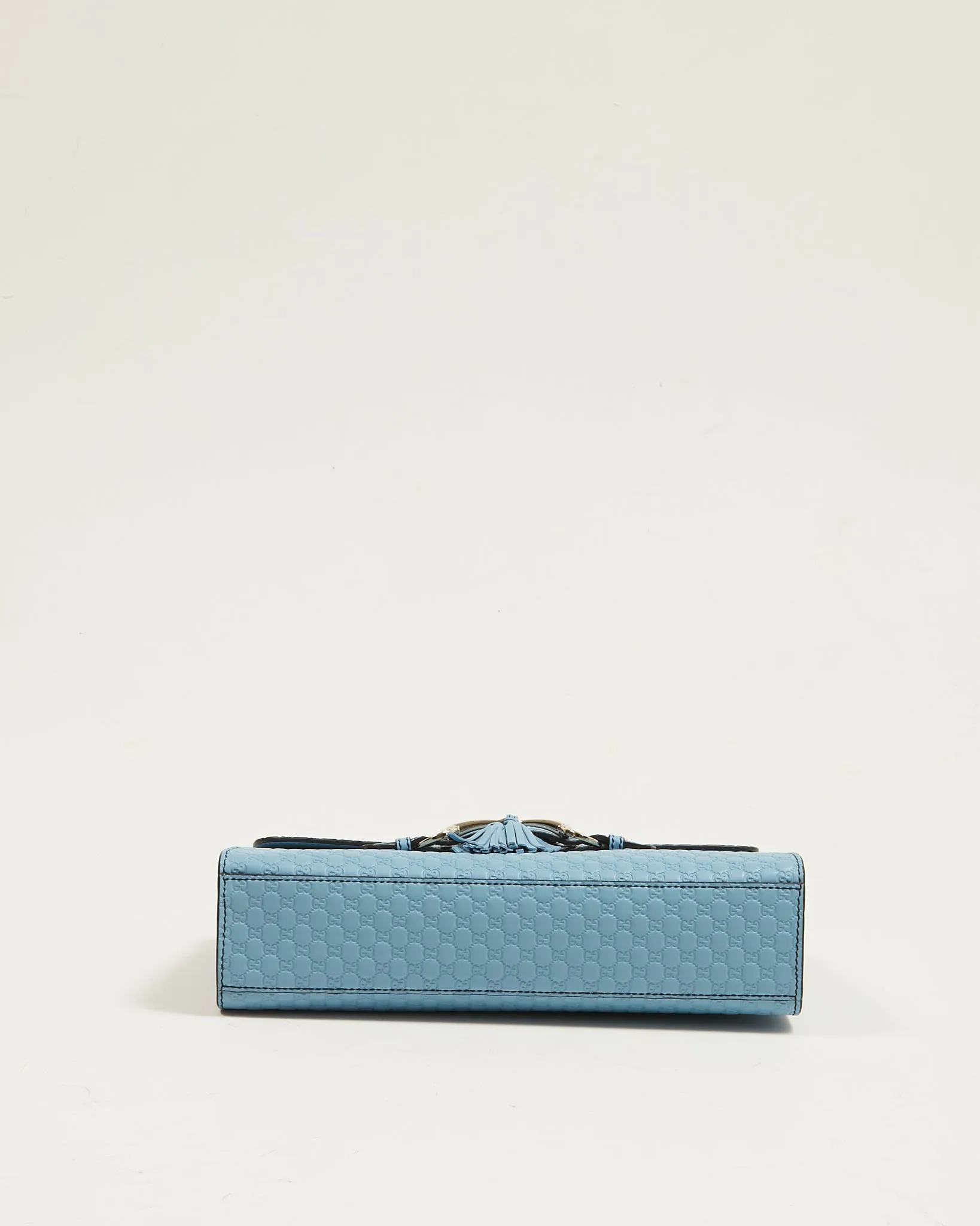 Gucci Baby Blue Leather Microguccissima Emily Medium Shoulder Bag