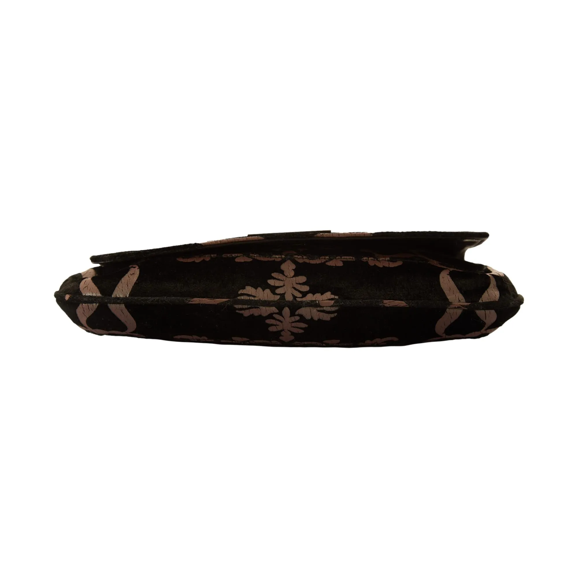 Gucci Black Print Velvet Chain Shoulder Bag