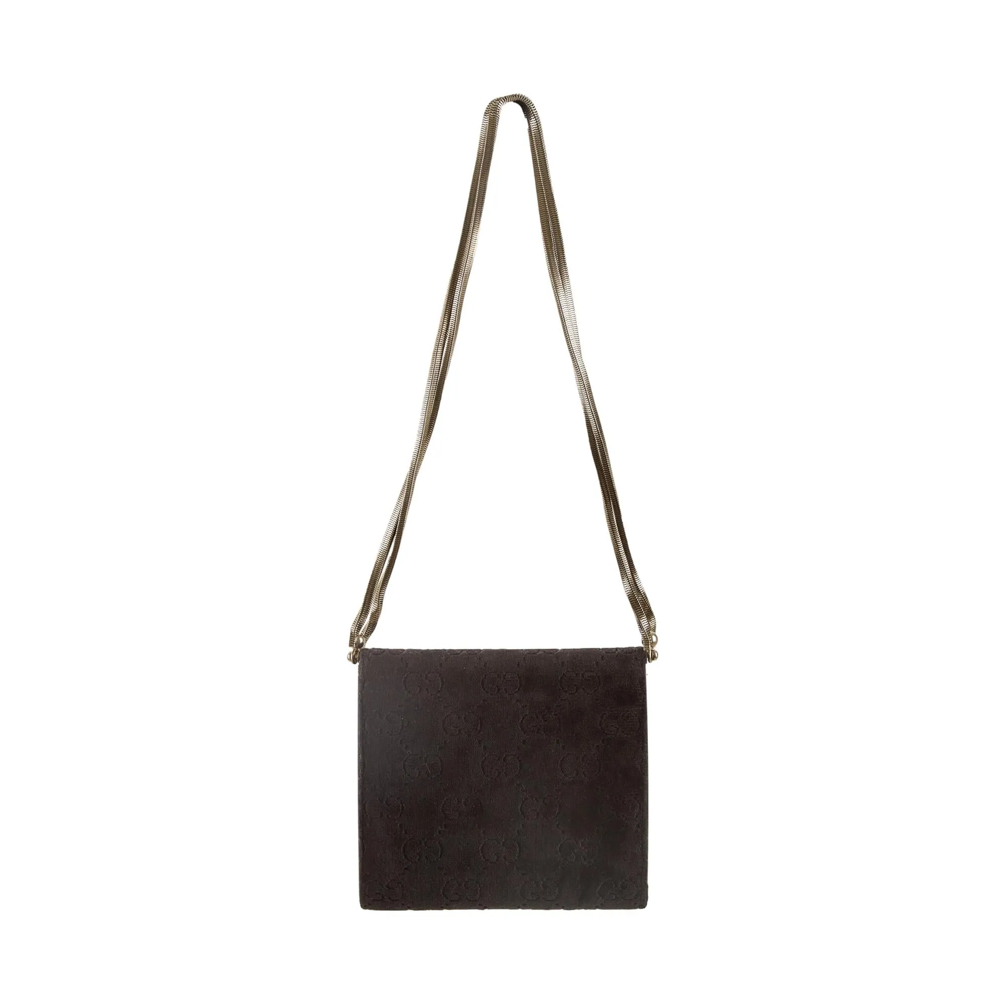 Gucci Black Velvet Logo Chain Shoulder Bag