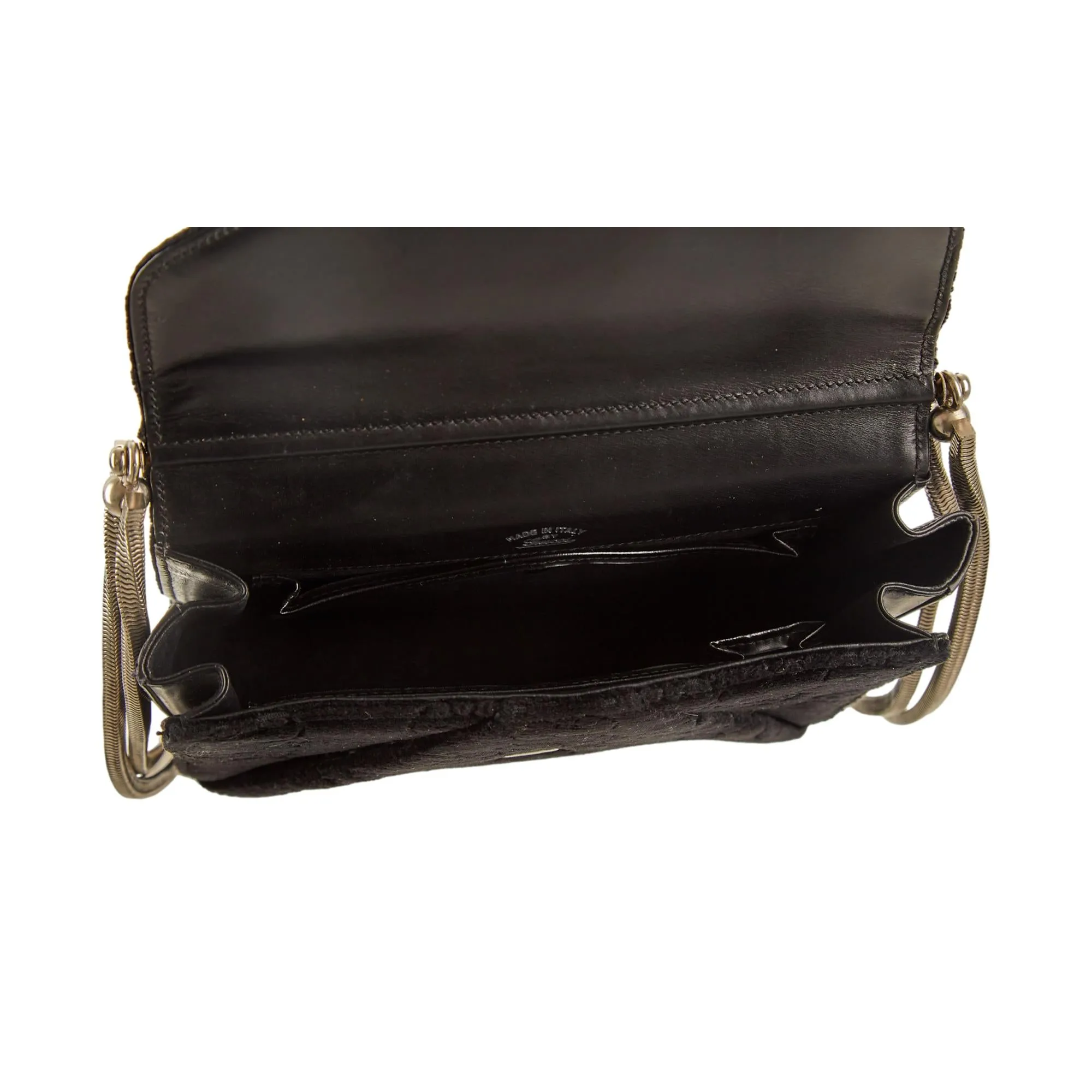 Gucci Black Velvet Logo Chain Shoulder Bag