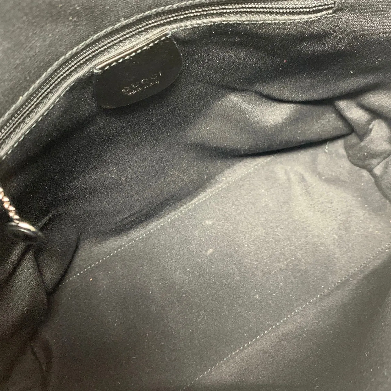Gucci Black Velvet Logo Shoulder Bag