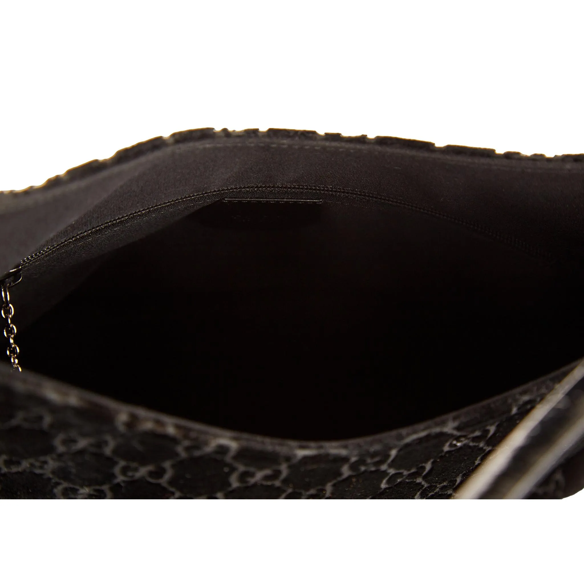 Gucci Black Velvet Logo Shoulder Bag