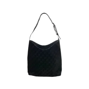 Gucci Black Velvet Logo Shoulder Bag