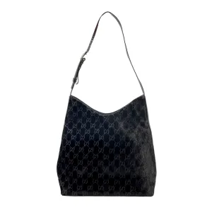 Gucci Black Velvet Logo Shoulder Bag