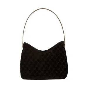 Gucci Black Velvet Logo Top Handle Bag