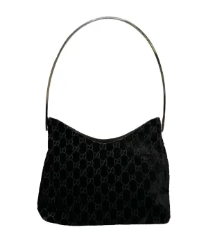 Gucci Black Velvet Logo Top Handle Bag