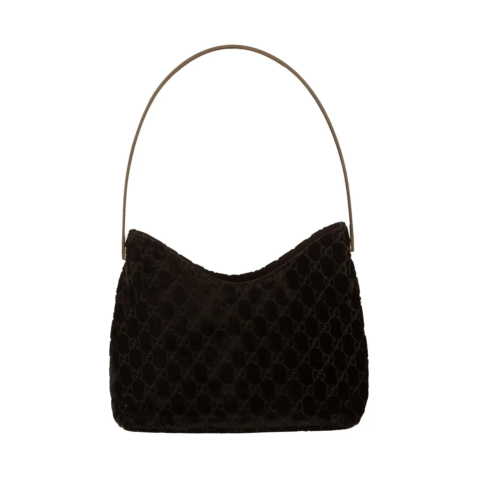 Gucci Black Velvet Logo Top Handle Bag