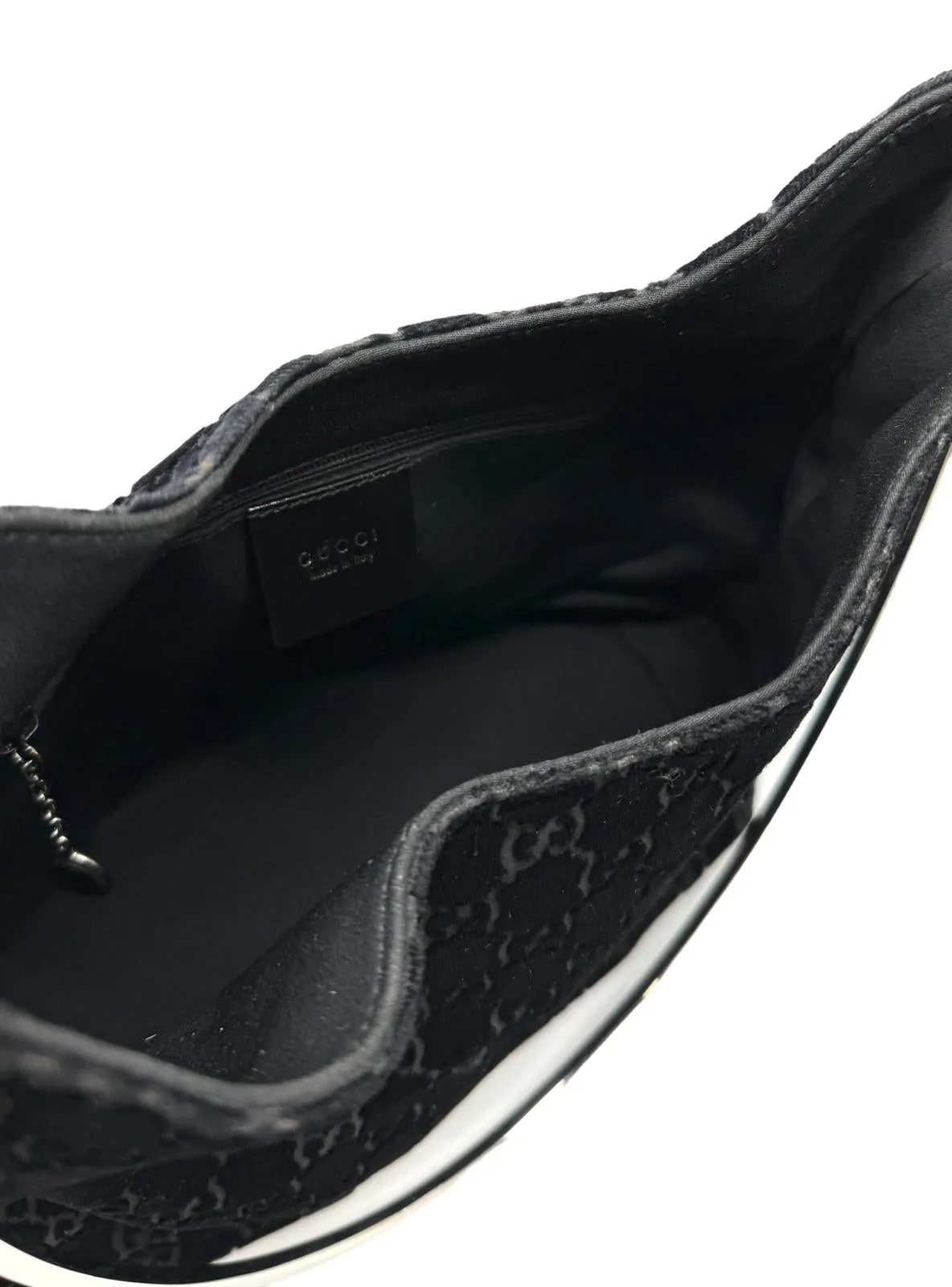 Gucci Black Velvet Logo Top Handle Bag