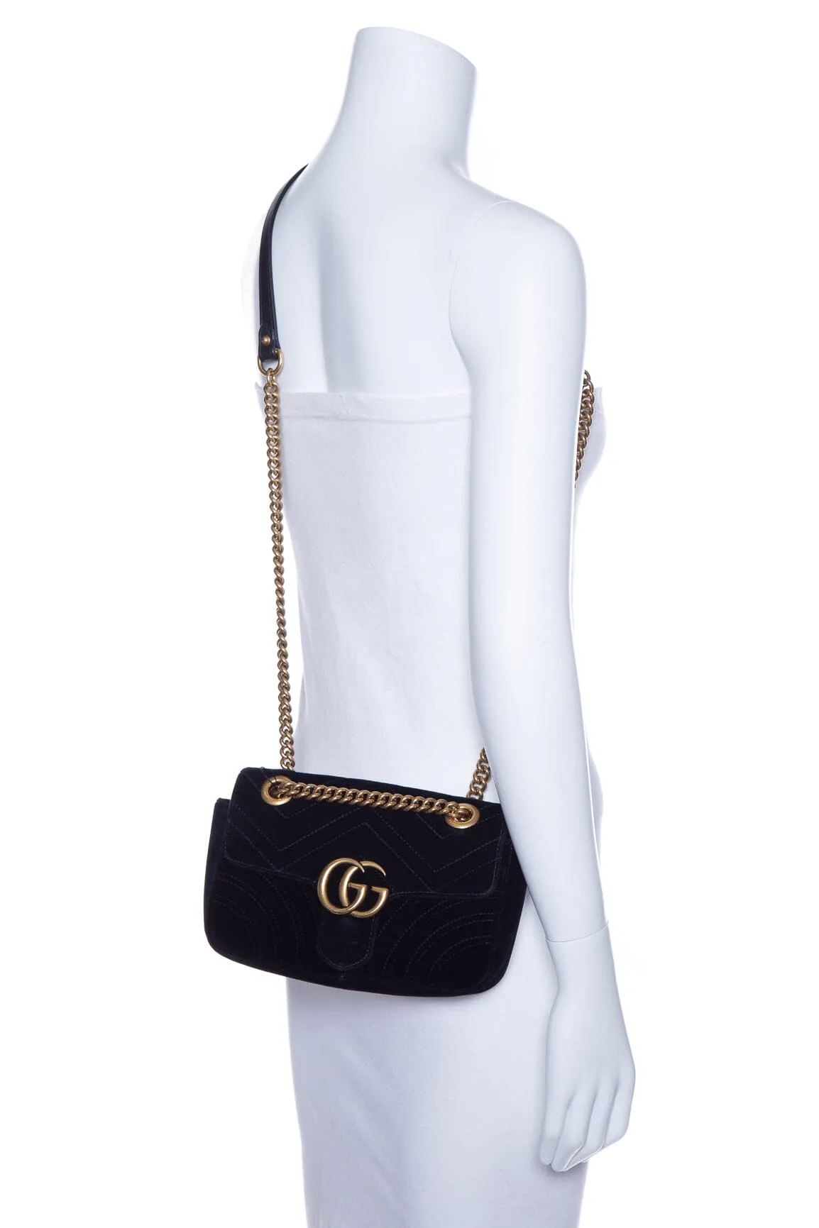 Gucci Black Velvet Marmont Handbag
