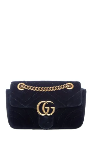 Gucci Black Velvet Marmont Handbag