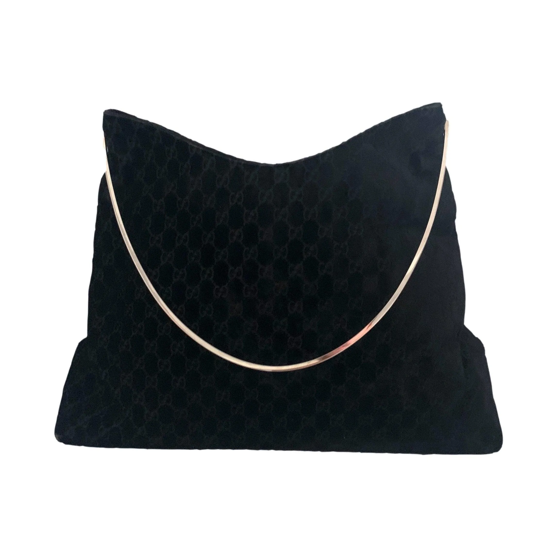 Gucci Black Velvet Oversize Metal Handle Bag