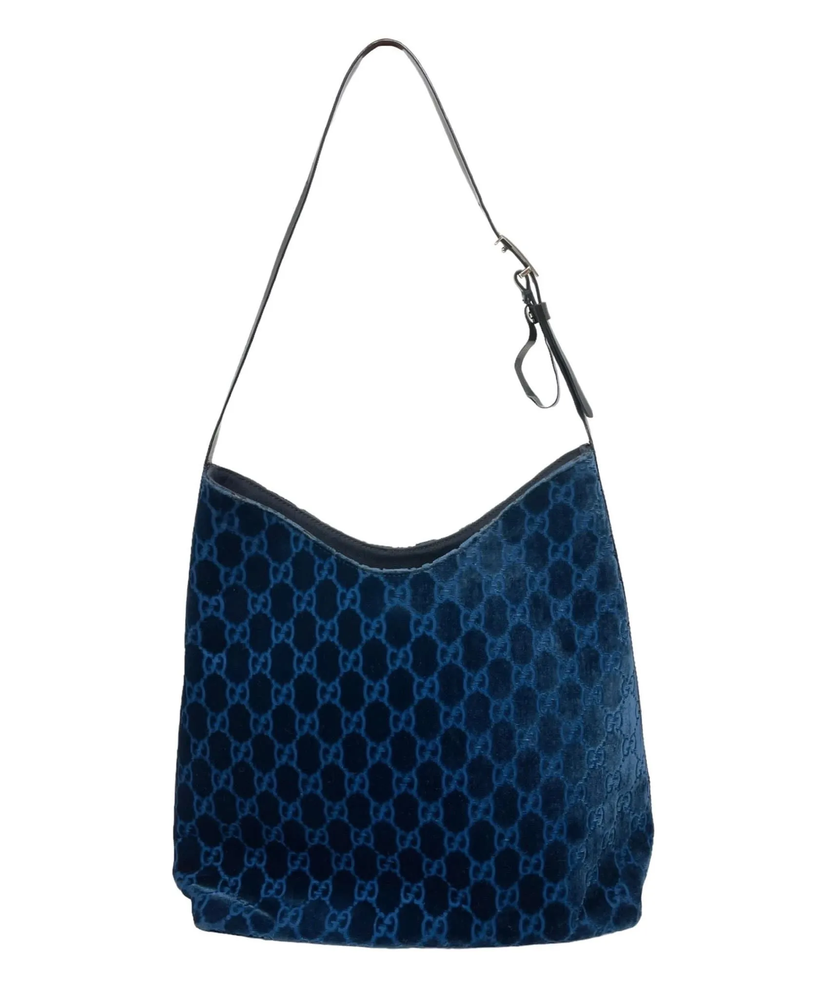 Gucci Blue Velvet Logo Shoulder Bag