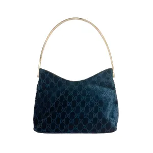 Gucci Blue Velvet Ring Handle Bag