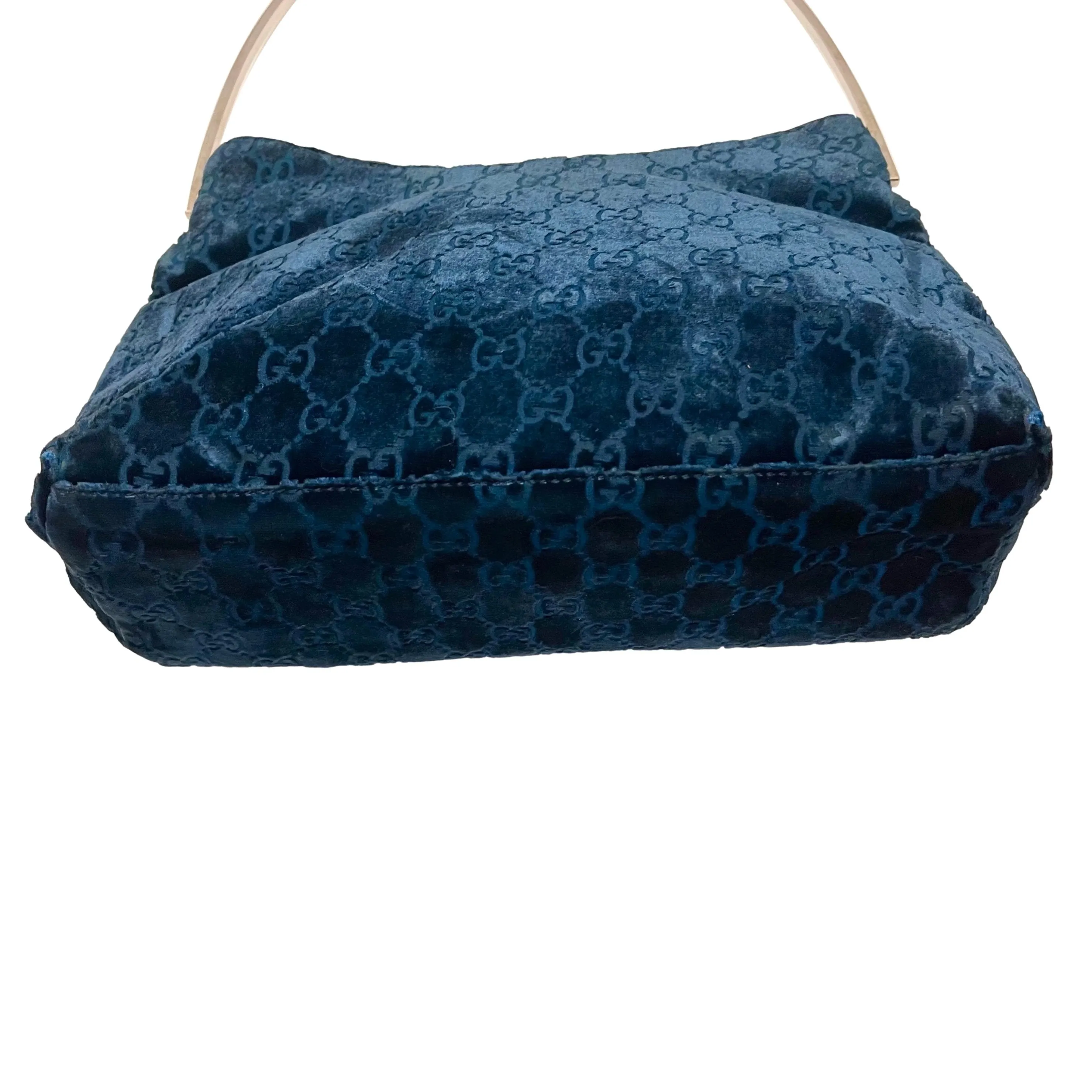 Gucci Blue Velvet Ring Handle Bag