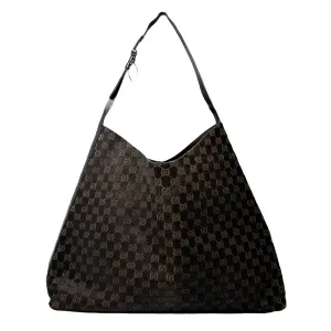Gucci Brown Calfhair  Logo Jumbo Shoulder Bag