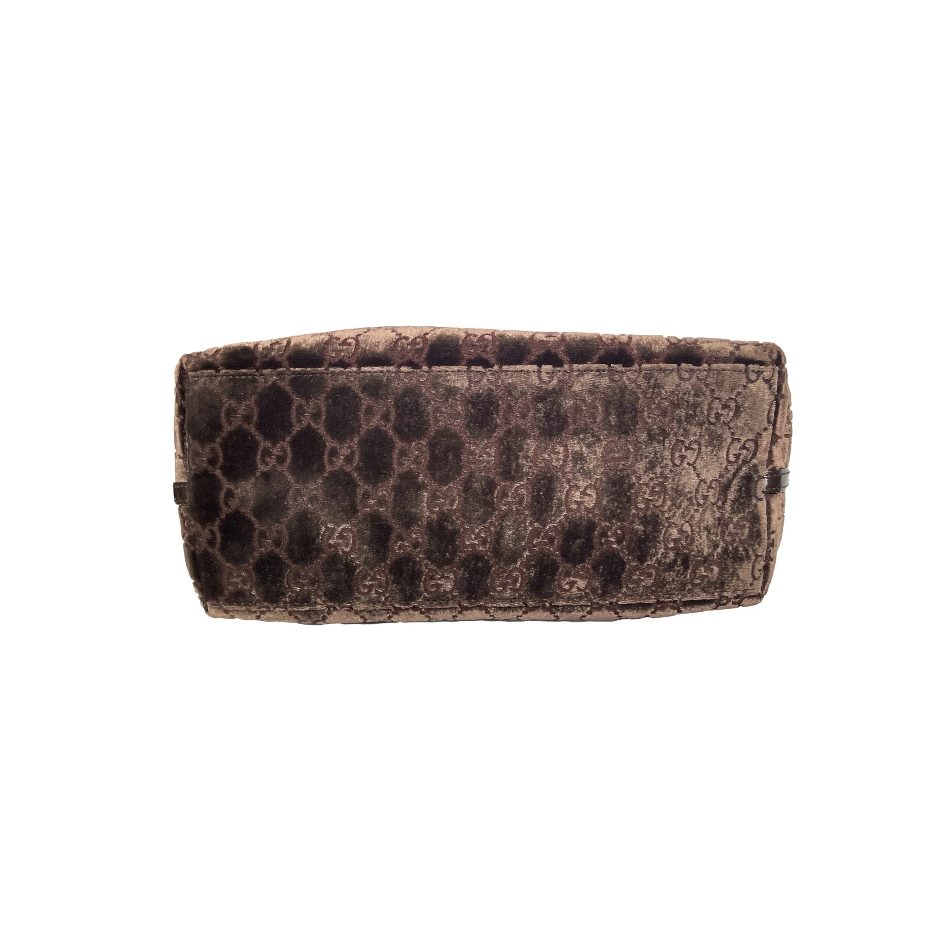 Gucci Brown Monogram Velvet Shoulder Bag