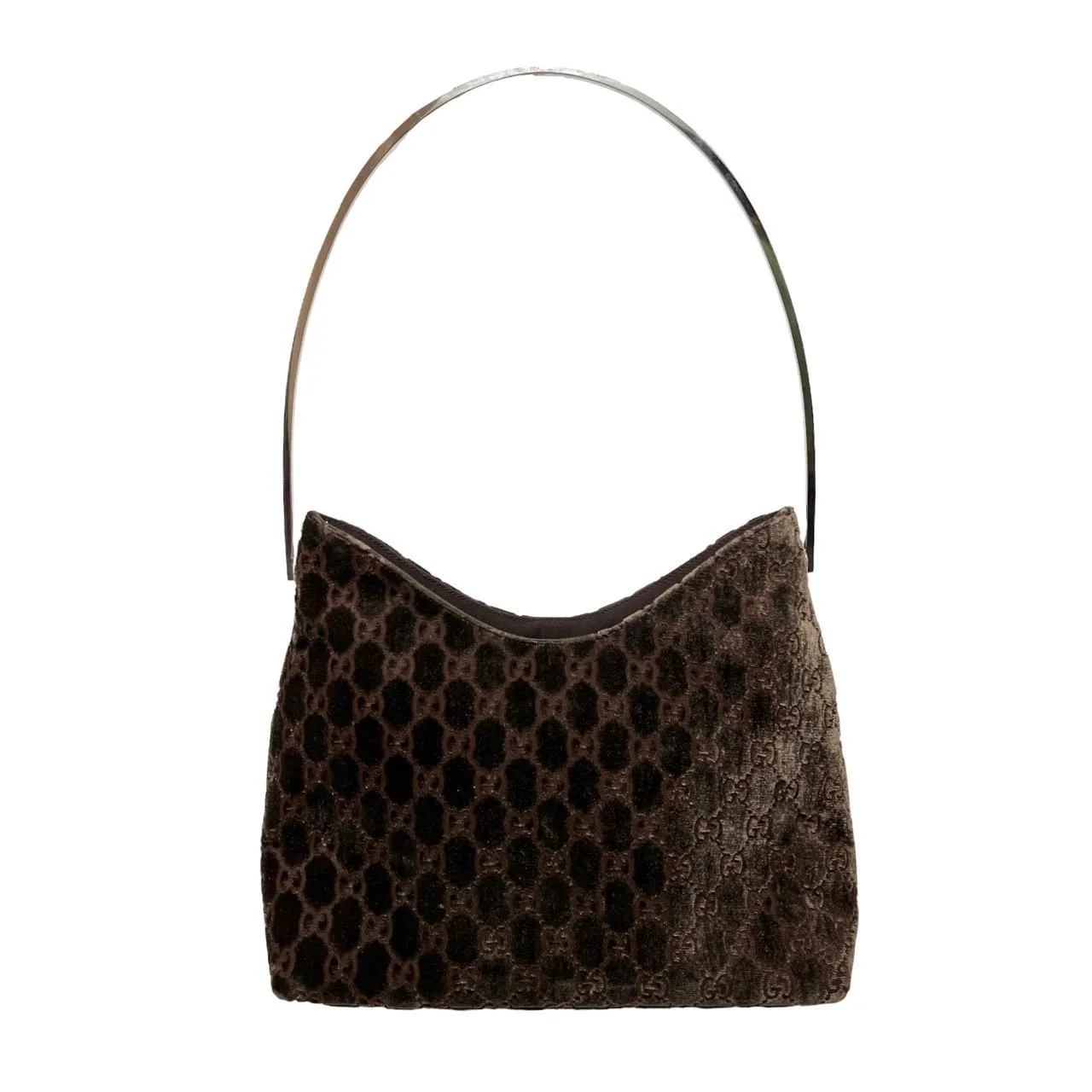 Gucci Brown Monogram Velvet Shoulder Bag
