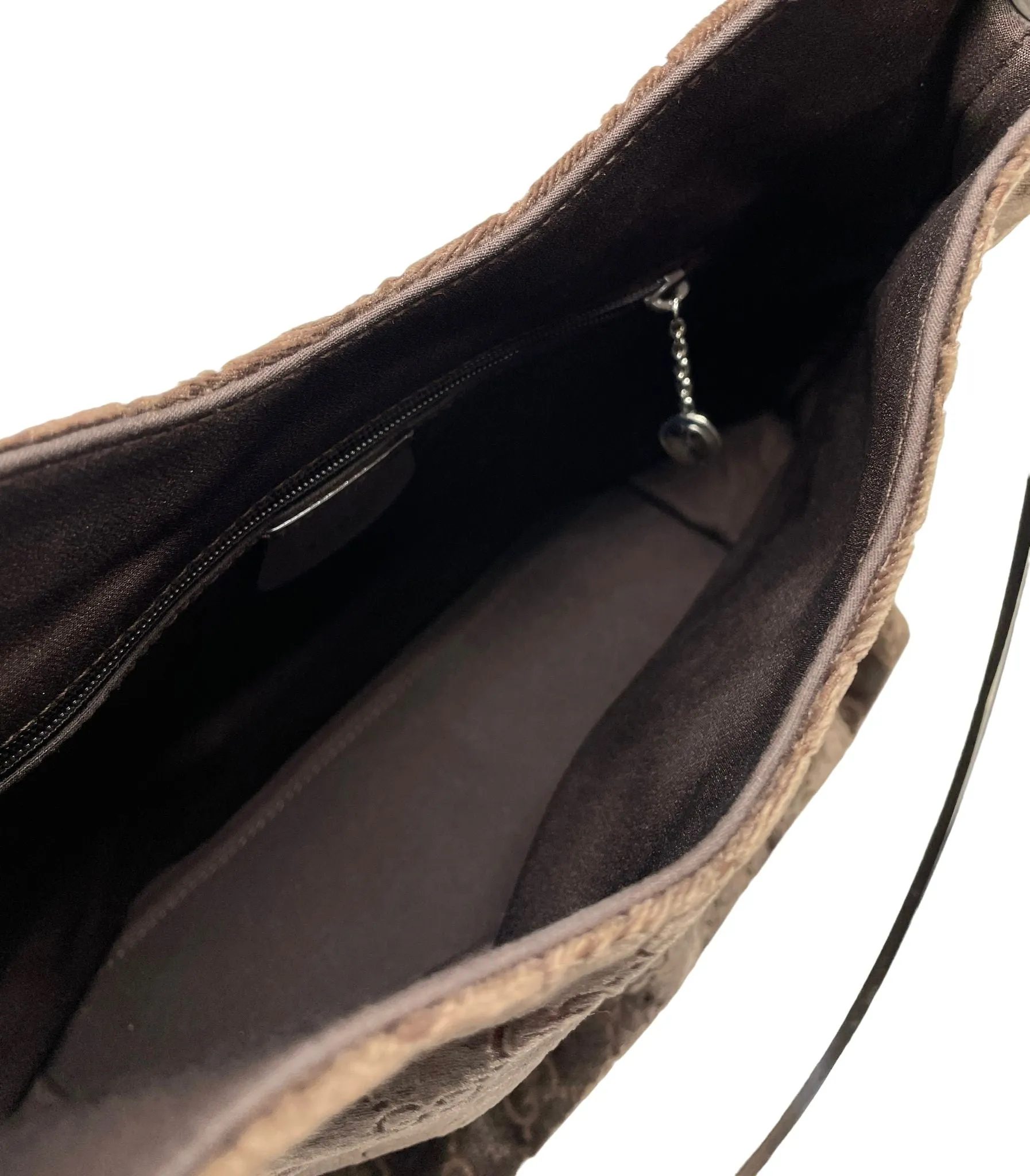 Gucci Brown Velvet Logo Shoulder Bag