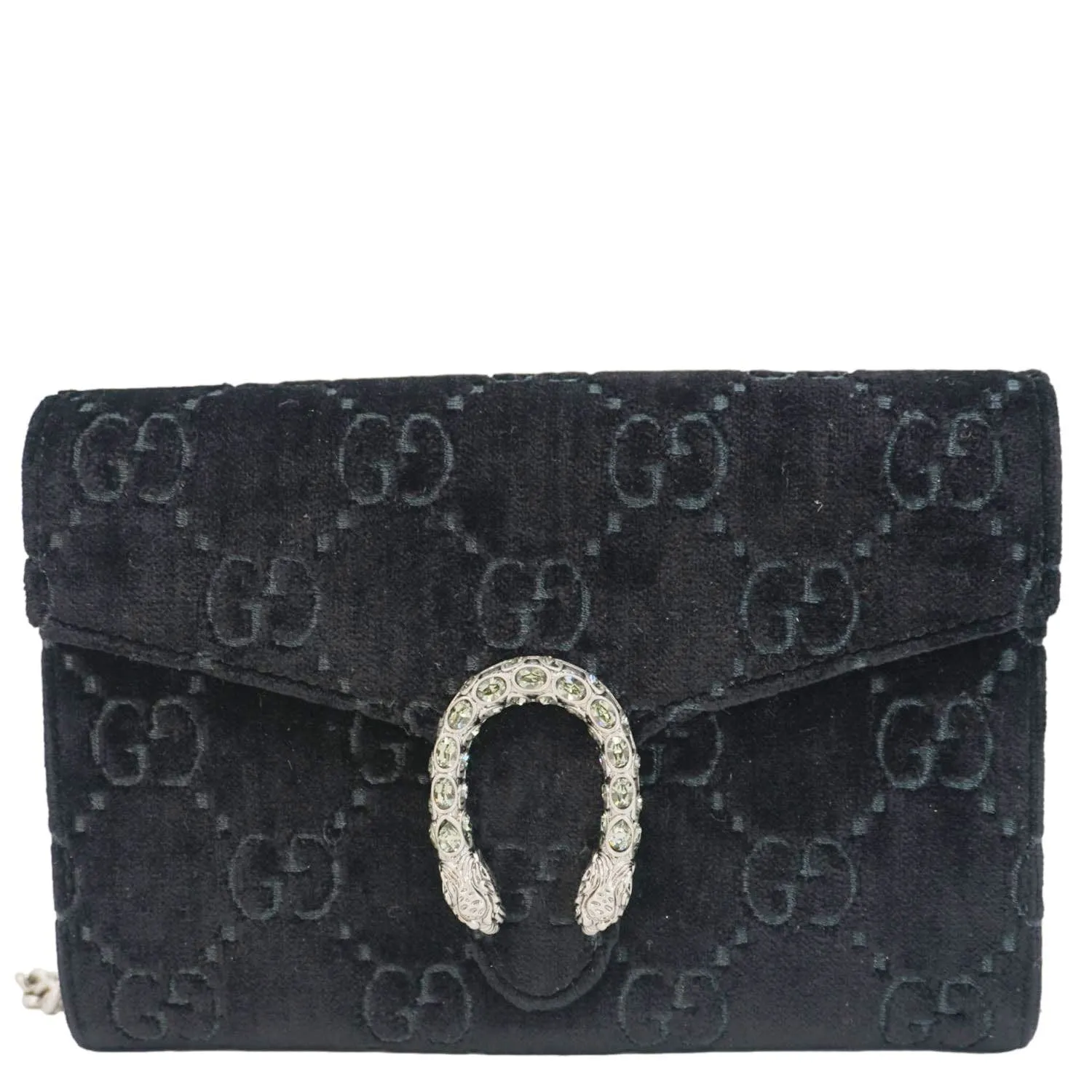 GUCCI Dionysus Mini GG Monogram Velvet Crossbody Bag Black 401231