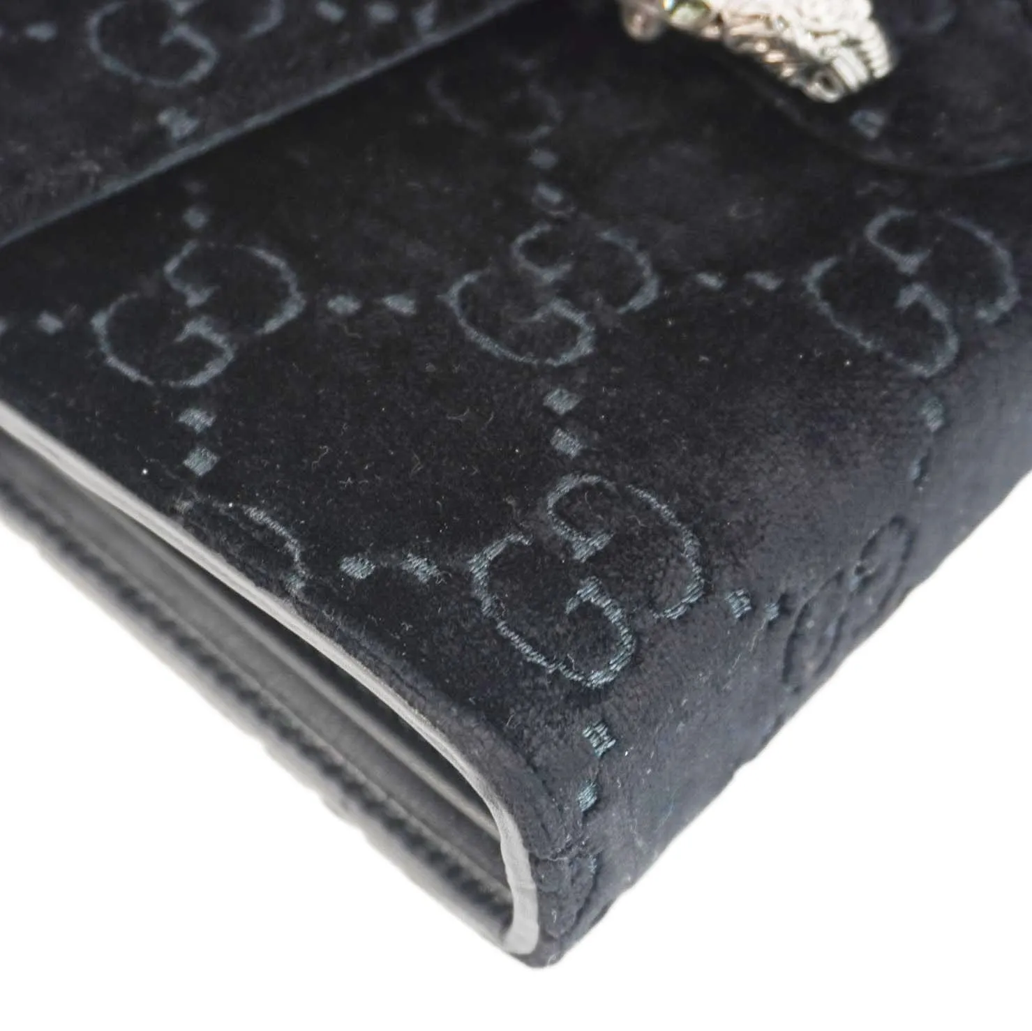 GUCCI Dionysus Mini GG Monogram Velvet Crossbody Bag Black 401231
