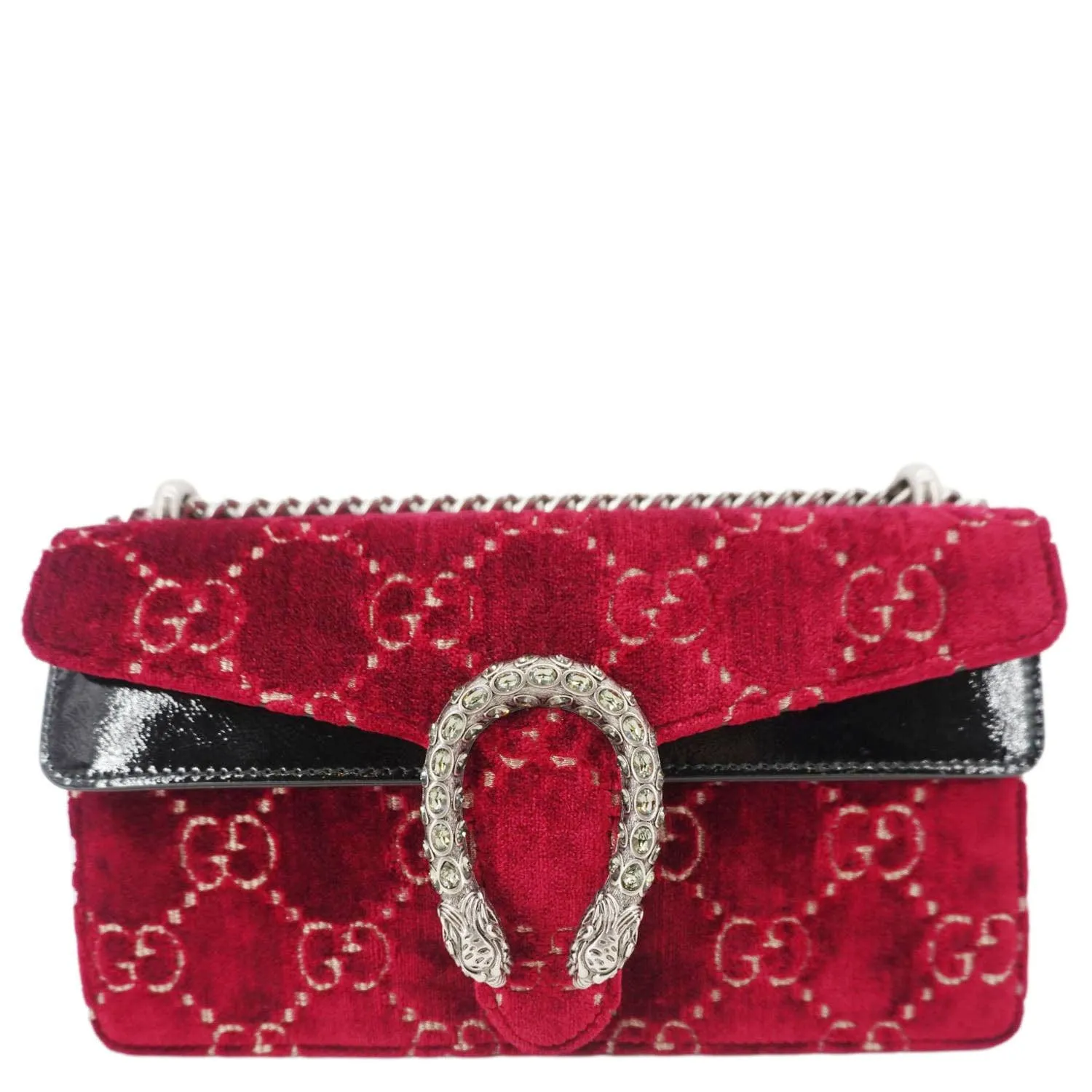 GUCCI Dionysus Small GG Velvet Shoulder Bag Maroon 499623