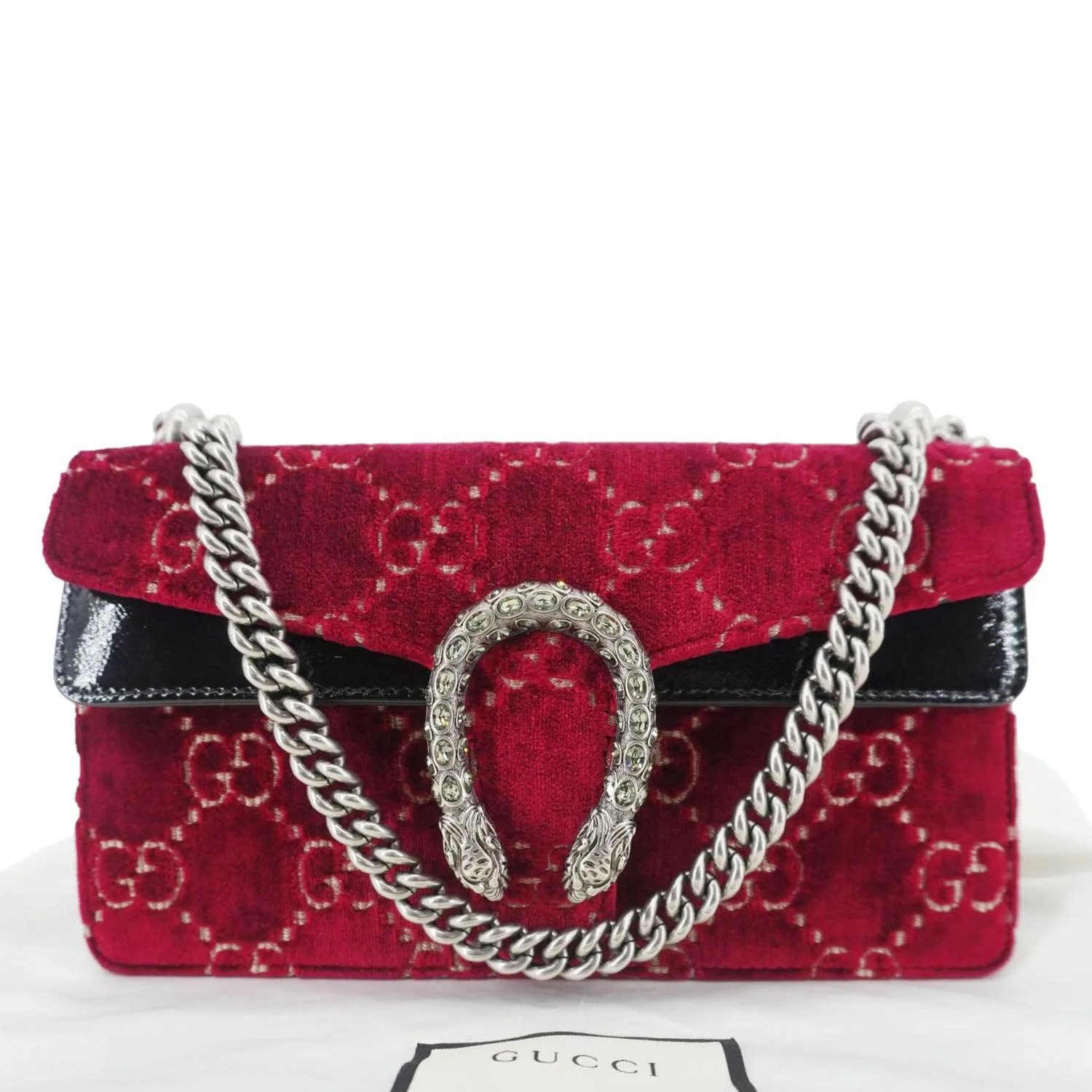 GUCCI Dionysus Small GG Velvet Shoulder Bag Maroon 499623