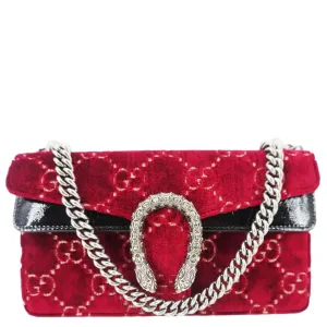 GUCCI Dionysus Small GG Velvet Shoulder Bag Maroon 499623
