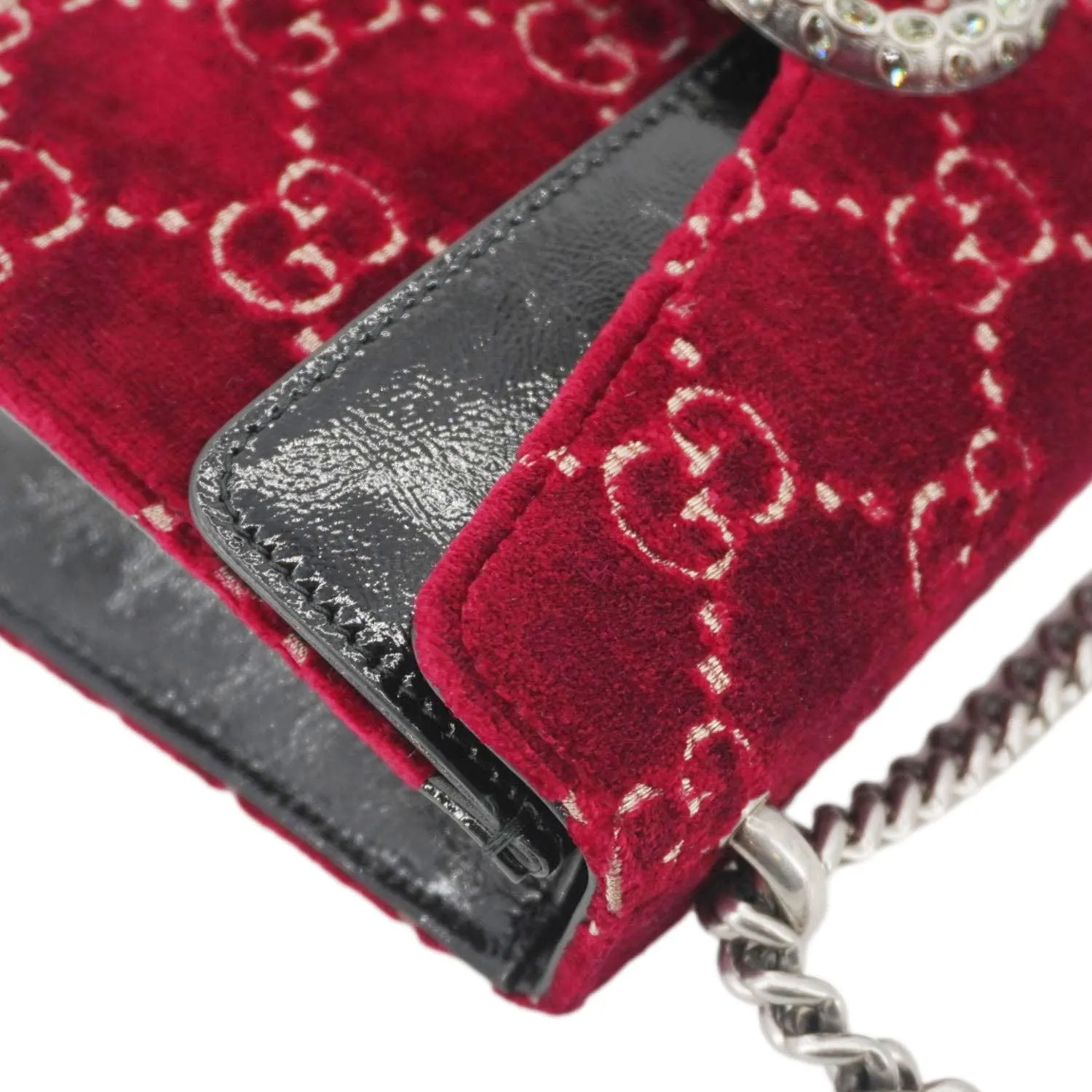 GUCCI Dionysus Small GG Velvet Shoulder Bag Maroon 499623